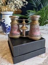 Victorian / Edwardian Theatre Binoculars – Red Guilloché Star Design