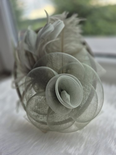 Olive green flower fascinator - olive,