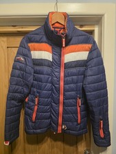 Mens SUPERDRY Double Zip Blue/Orange Chevron Retro Ski Puffer Jacket - Size M