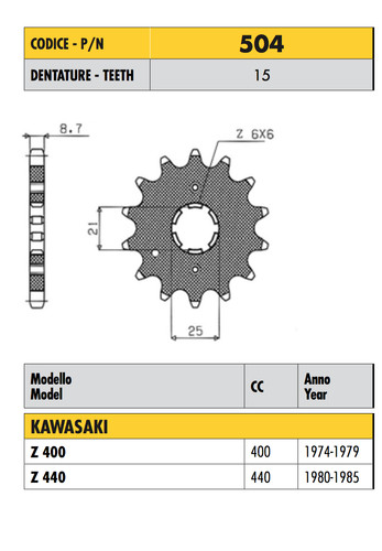 504 pass sprocket 530 - 504,