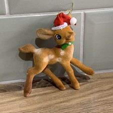Vintage Flocked Felt Reindeer