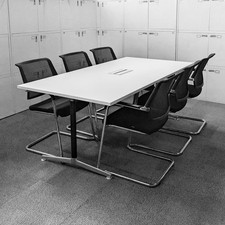 White Meeting/Boardroom Table with 6 Howarth Stackable Chairs (Delivery Avail...