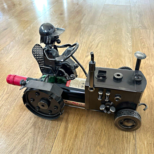 Metal tractor driver wine - metal,