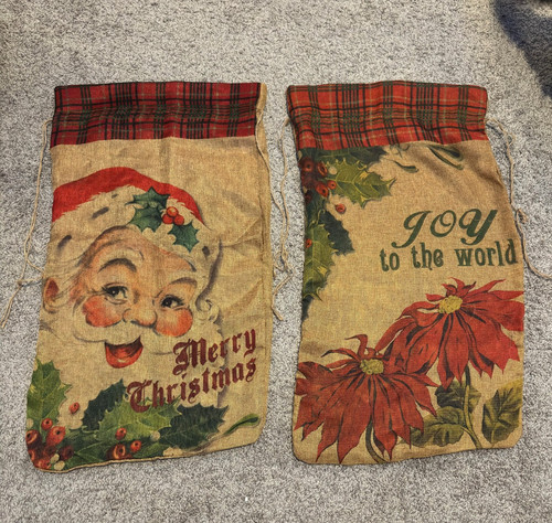 Vintage christmas burlap gift - vintage,