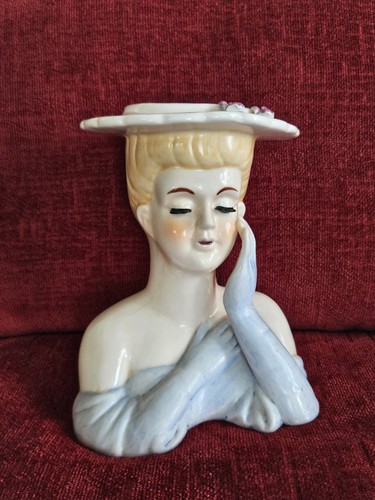 Vintage lady head vase - lady, planter