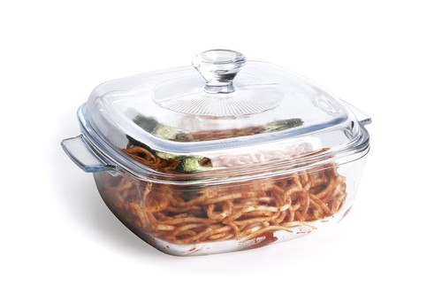Clear square glass casserole - clear,