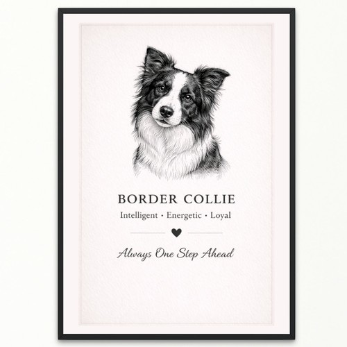 Border collie dog wall print - border,