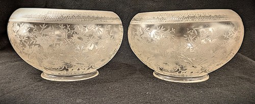 Pair glass etched fishbowl - pair,