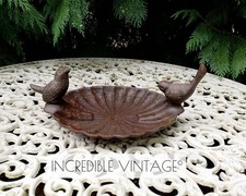 Vintage Cast Iron Bird Bath Rusty Old Garden Ornament Home Decor Outdoor Indoor