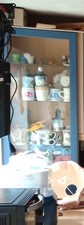 Vintage MFI blue glass display cupboards 2 off