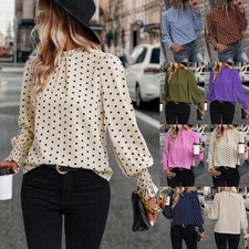 Women Polka Dot Shirts Frill