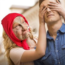 Old Woman Head Mask Party