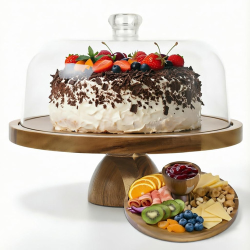 Acacia wood cake stand - cake,