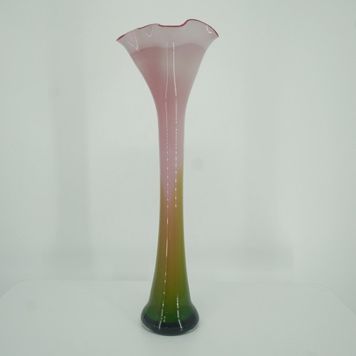 Art glass floor vase - vase, green