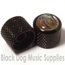 2x Abalone / pearl guitar control knobs in chrome, black or gold tone or volume