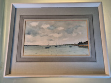 Vintage Jamaican Watercolour, Honey Bay Boats, Signed & Framed H35xW44cm