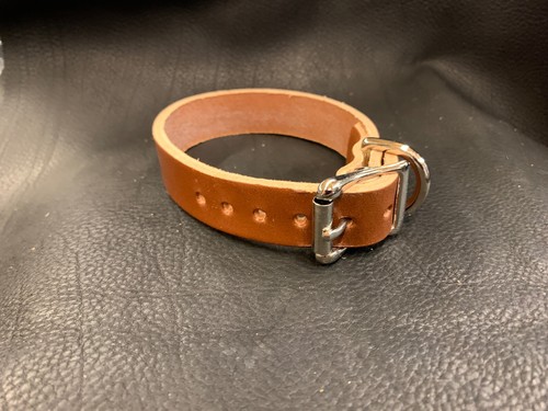 Dog collar cognac brown bridle - collar,