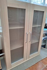 Home Office Cupboard – Beech Effect /Milan with 2 glass doors  H 115cm W 90