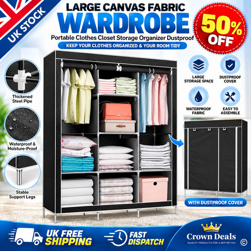 Large canvas fabric wardrobe - large,