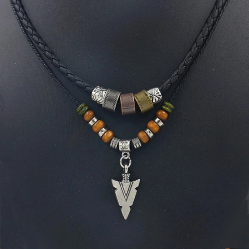 Layered leather beaded - layered, &