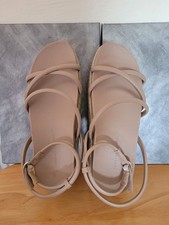 Ladies next forever comfort Cream ankle strap wedge block sandals size Uk 5 / 38