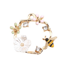 ❤ 2 x GOLD Plated Enamel BEE