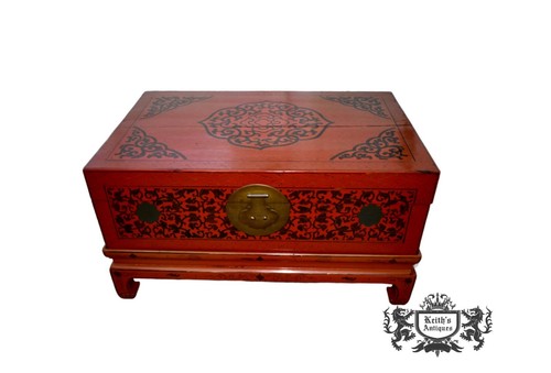 Antique wood trunk table - trunk,