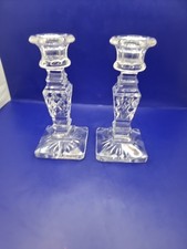 Antique Clear Candlestick Pair