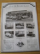 JACK BARCLAY THE ROLLS-ROYCE AND BENTLEY CENTRE STOCK LIST1995 ADVERT A4 FILE 46
