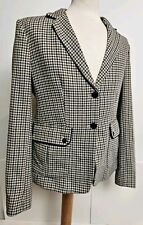 Next Tailoring Blazer Jacket Ladies Premium Lined Dogtooth 48% Wool UK 14 R 