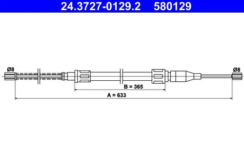 Handbrake cable 3727 0129 - cable, 24.3727-0129.2