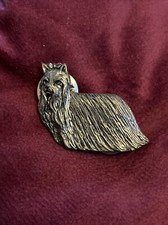 English Silver Pewter YORKSHIRE TERRIER 2-Pin Badge By PAGEANT