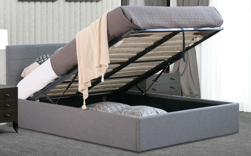 Grey linen ottoman storage - grey,
