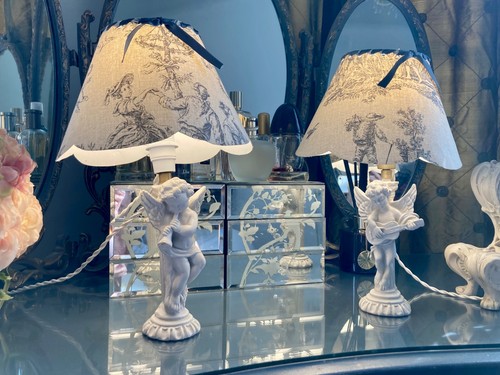 Vintage french cherub lamps - vintage,