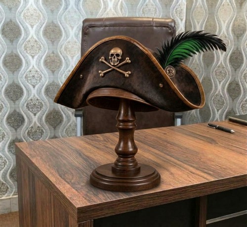 Pirate tricorn hat leather - hat,,