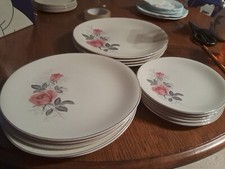 14 RARE Johnson Brothers Plates. Pink Rose. Bridal Shower?