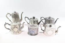 Silver Plate Ware Assorted Tea Pots EPNS Vacant Cartouche Collection 4078g
