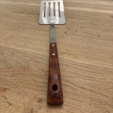 LARGE Vintage PRESTIGE Spatula Fish Slice Stainless Steel Teak Kitchen Utensil 