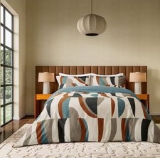 Harlequin Torillo Cotton King Duvet Cover - Black Earth/Cornflower/Walnut {Mark)