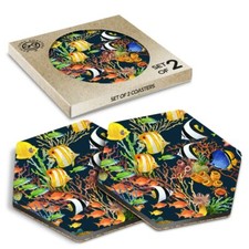 2 x Hexagon Coasters -