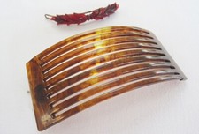 Vintage Hair Barrette Clip 1940s Pierced Faux Tortoiseshell Small Rectangular x2