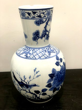 ORIENTAL THAI VASE JUG BLUE & WHITE BIRDS FLOWERS BEDROOM BATHROOM LOUNGE