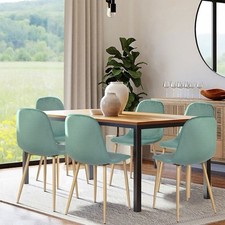 Set of 4 Dining Chairs Velvet Chairs Aqua