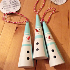 BNWT New 3 x Wooden Snowman 3D