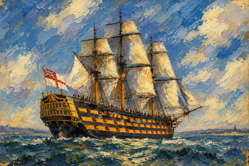 Hms victory sail ship - sail, seascape