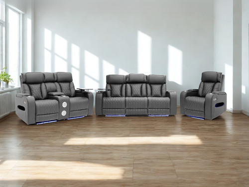 Grey leather electric recliner - electric,