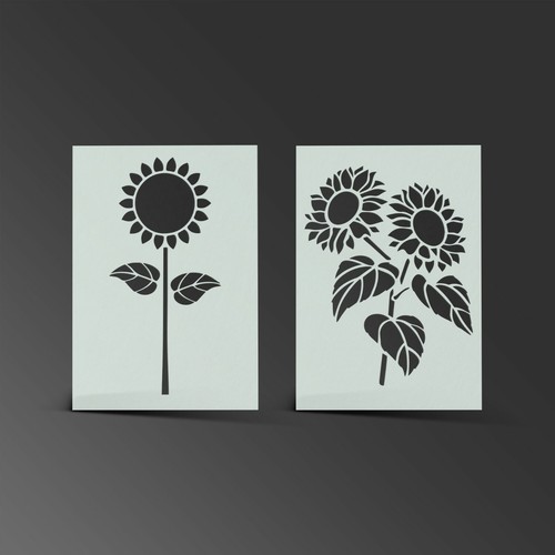 Sunflower stencil flower - stencil, mylar