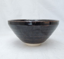 TENMOKU STUDIO ART POTTERY BOWL WITH STAMPED MARK
