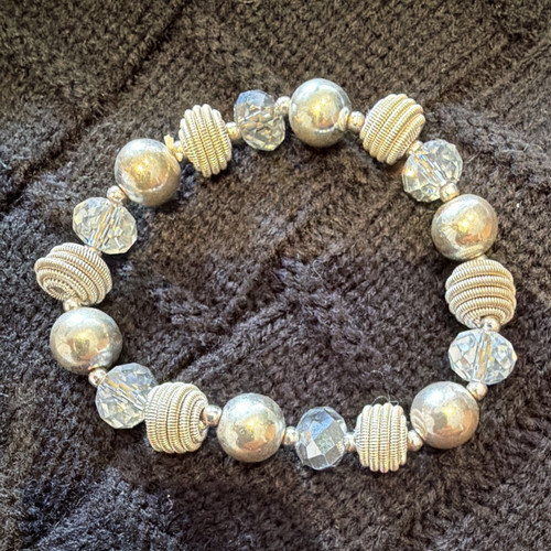 Silver tone clear crystal - silver,