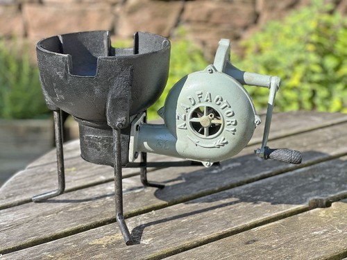Hand cranked forge - &, blower